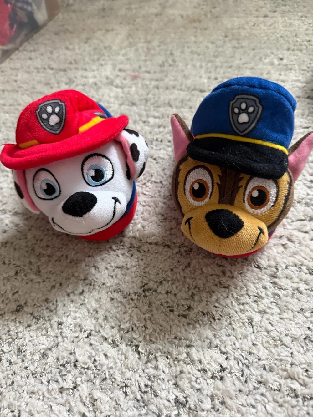 Paw Patrol Plush Slipper Heads in Red, Blue & Brown Euc 9 - 10